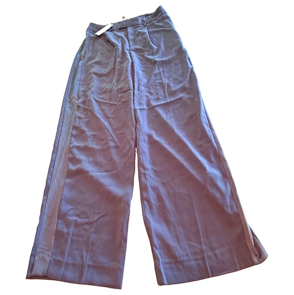 A New Day Women’s Wide Leg Satin Stripe Trousers – Sterling Blue – Size 6 – NWT